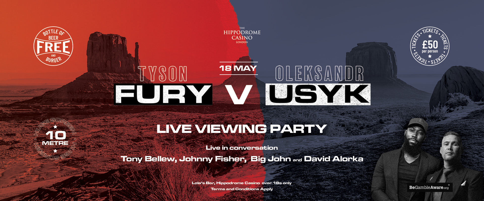 Watch Fury V's Usyk LIVE at Lola's Sports Bar, The Hippodrome Casino!