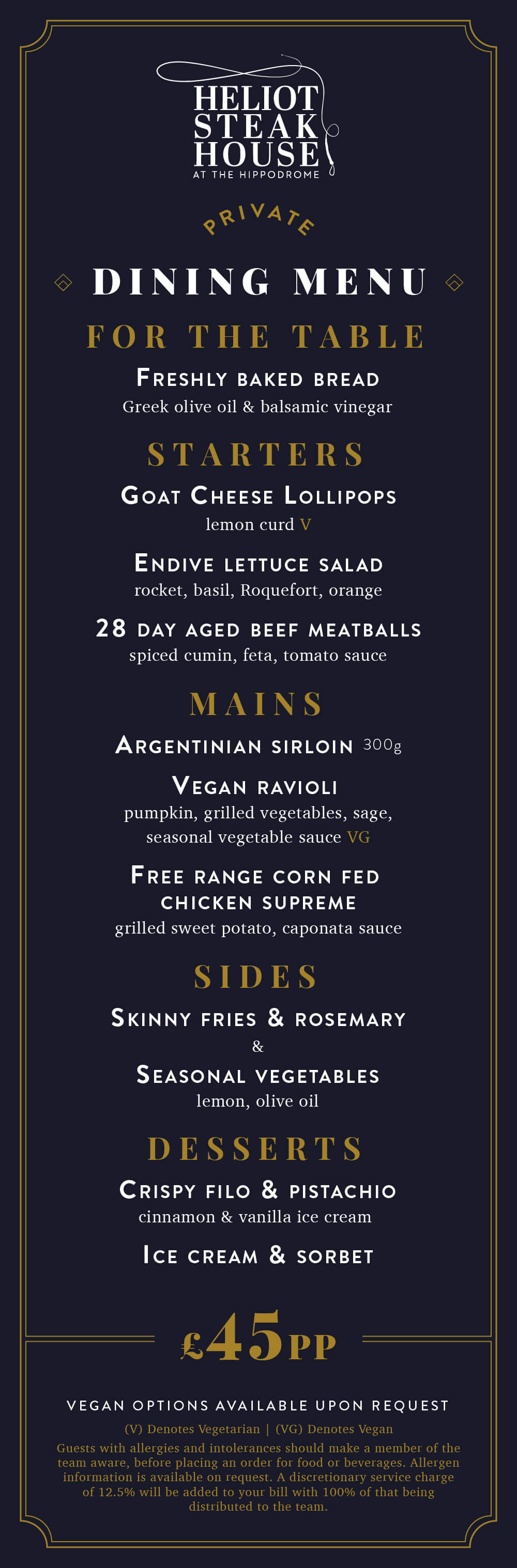 Private Dining Sample Menu 1