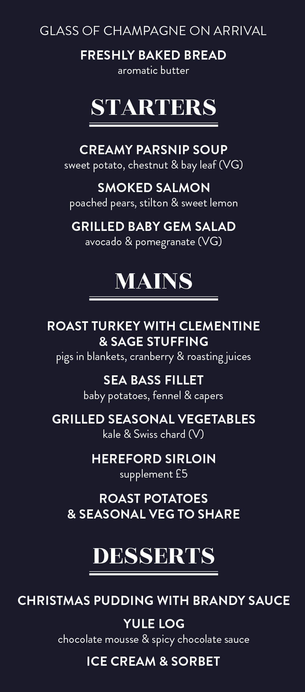 Traditional Christmas Menu